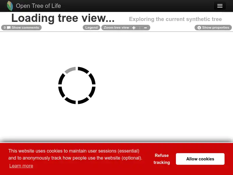 screenshot of Open Tree of Life
