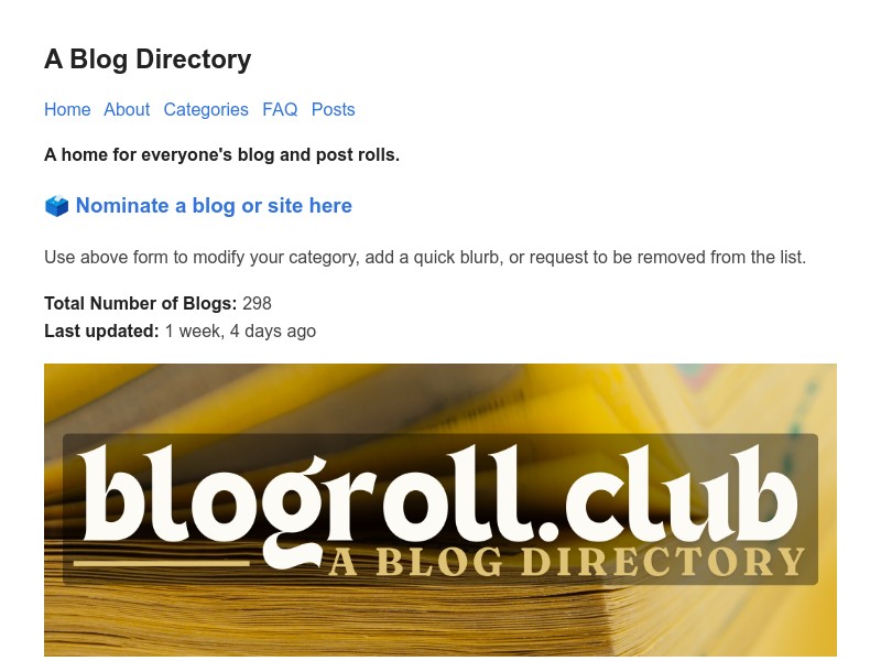 screenshot of blogroll.club