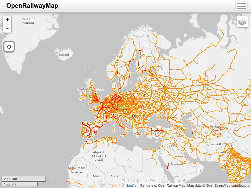 screenshot of OpenRailwayMap