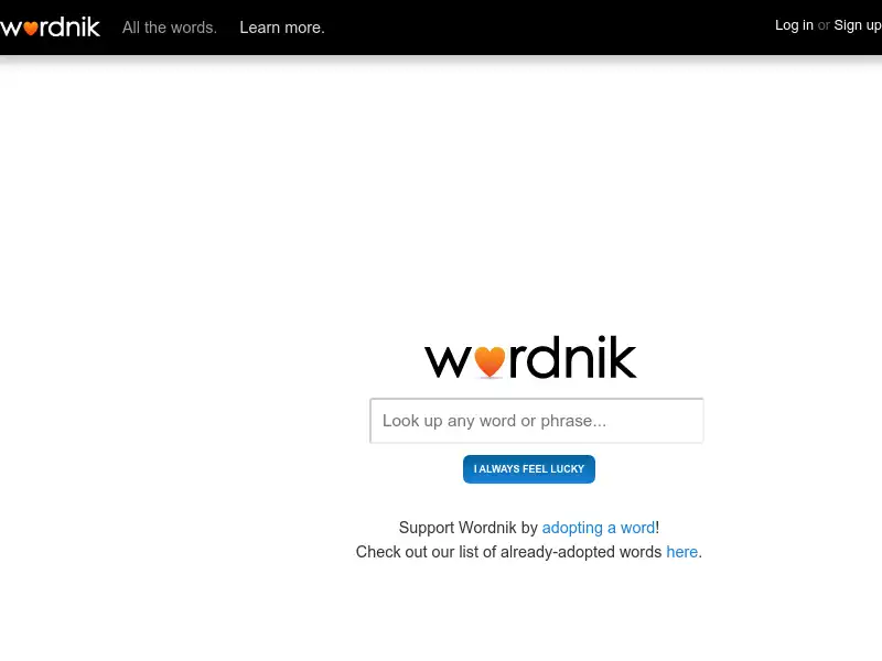 screenshot of Wordnik