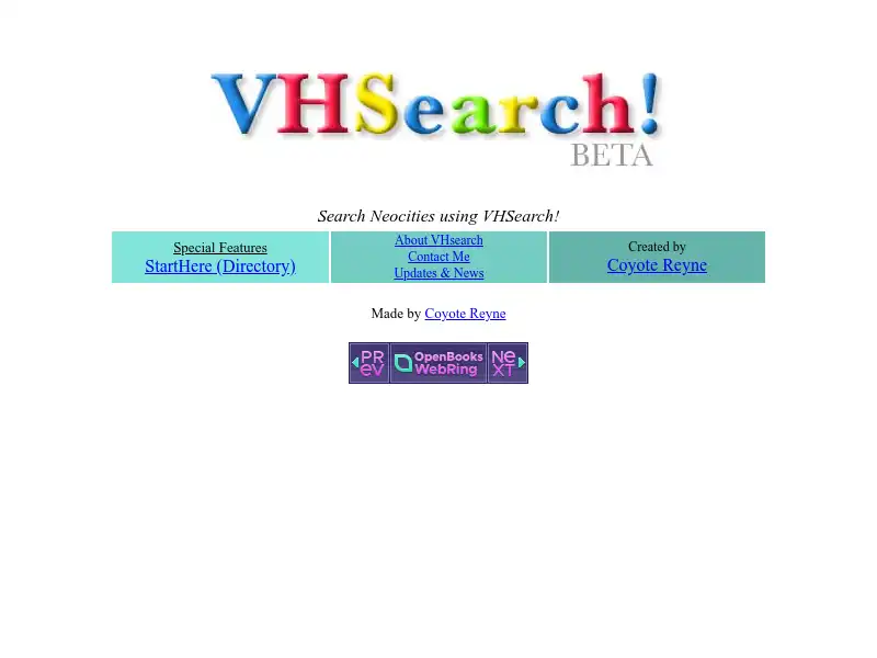 screenshot of VHSearch!