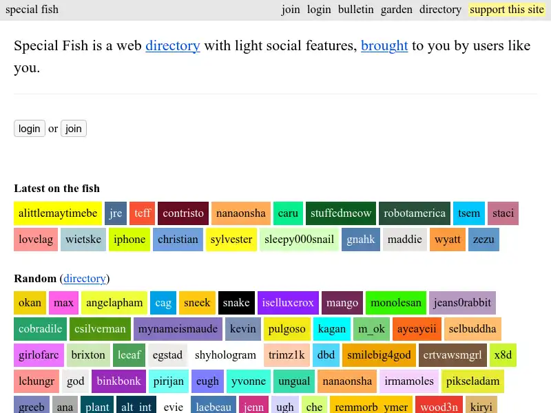 screenshot of special.fish