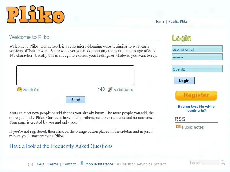 screenshot of Pliko