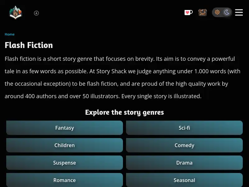 screenshot of Flash Fiction