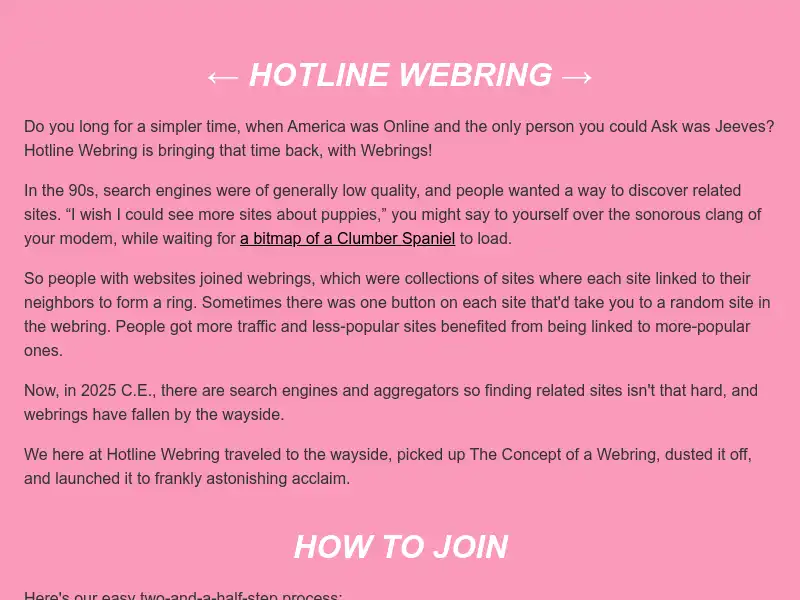 screenshot of Hotline Webring
