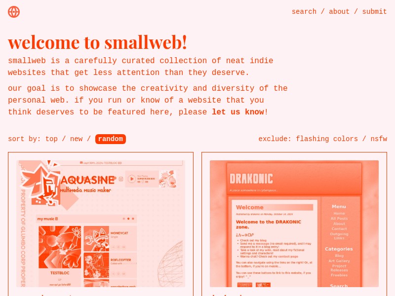 screenshot of smallweb.cc