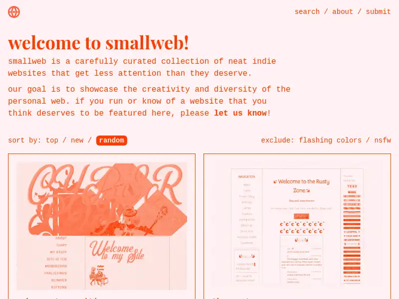 screenshot of smallweb.cc