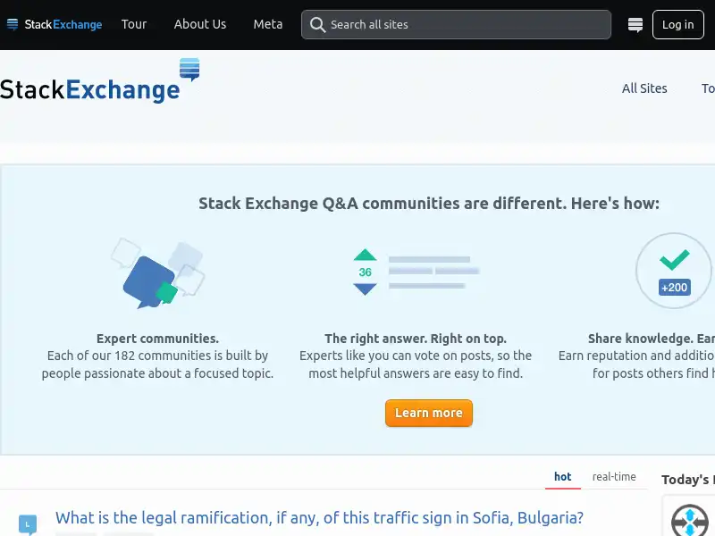 screenshot of Stack Exchange