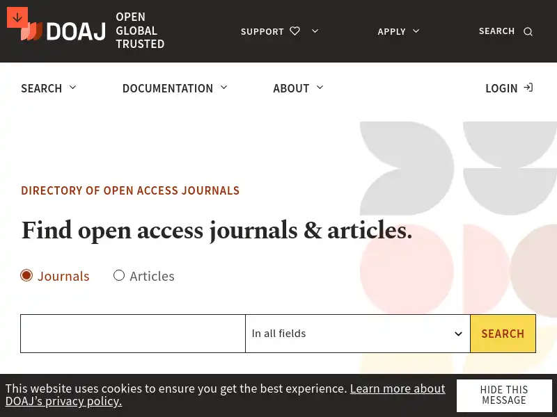 screenshot of Directory of Open Access Journals