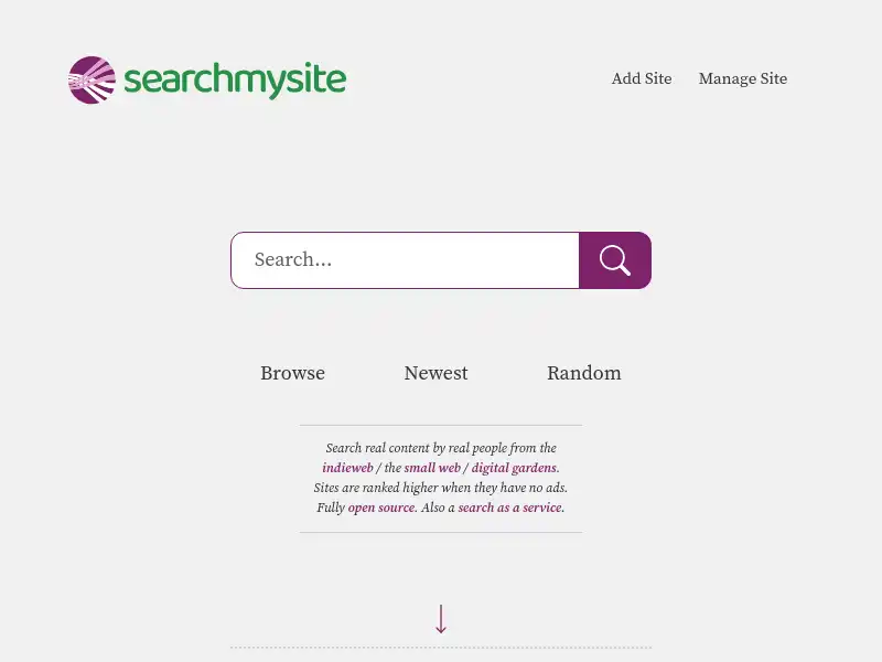 screenshot of Search My Site