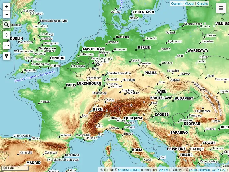 screenshot of OpenTopoMap