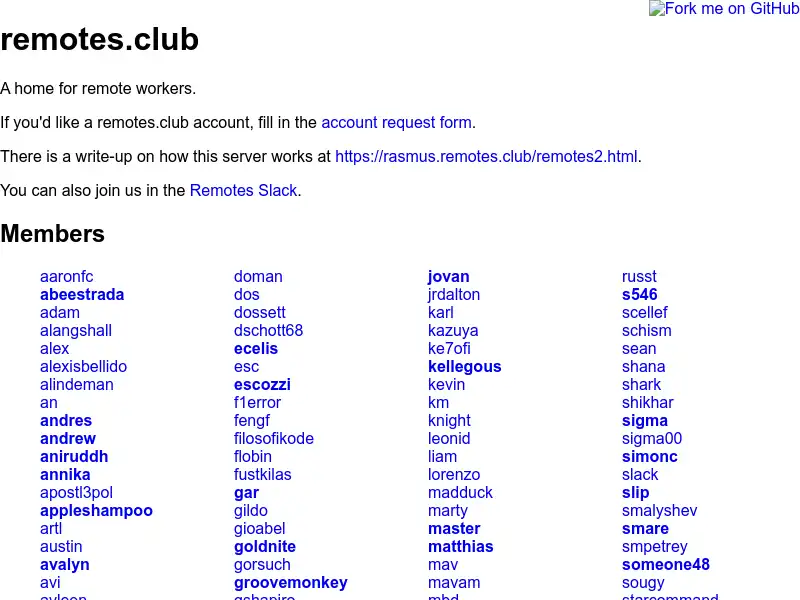 screenshot of remotes.club