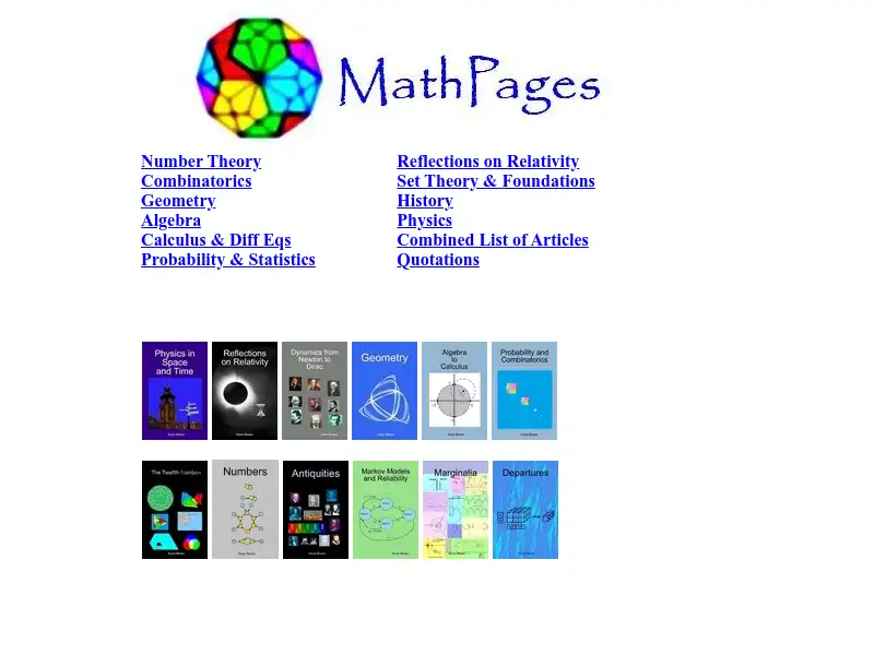 screenshot of mathpages.com