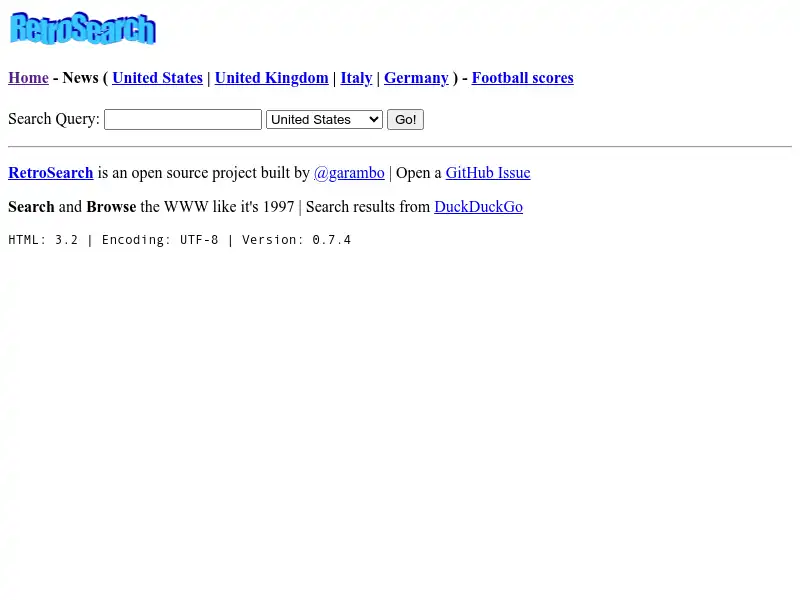 screenshot of RetroSearch