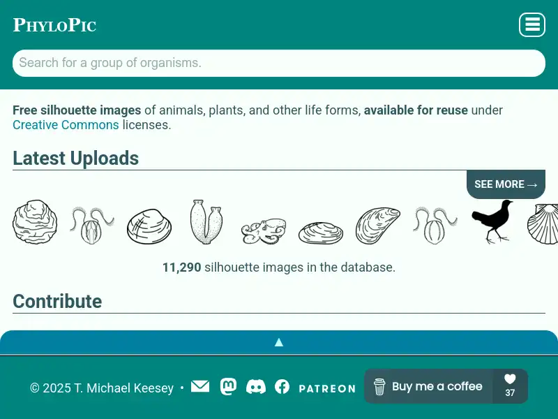 screenshot of PhyloPic