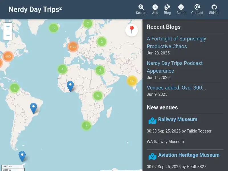 screenshot of Nerdy Day Trips²