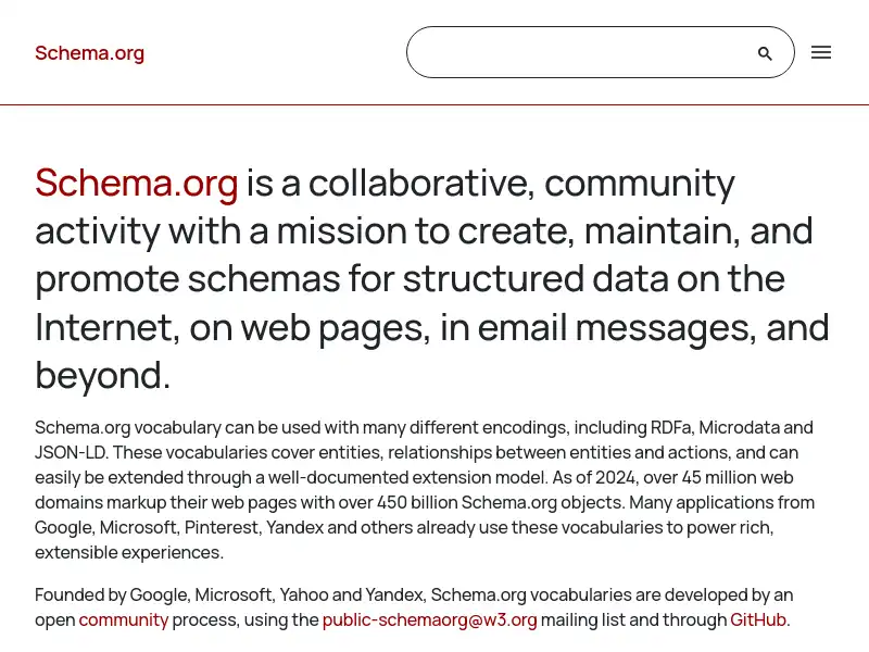 screenshot of Schema.org