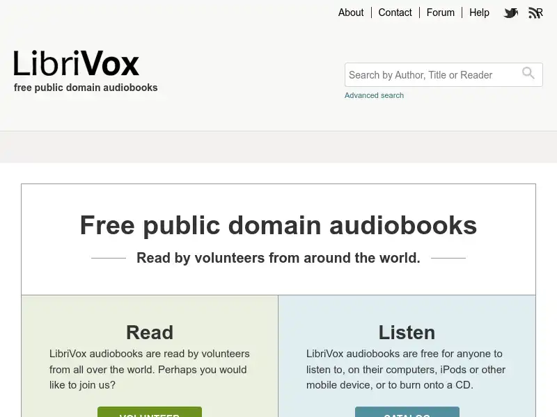 screenshot of LibriVox
