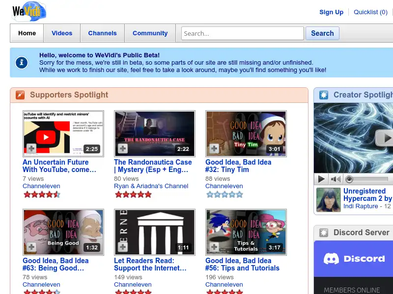 screenshot of WeVidi