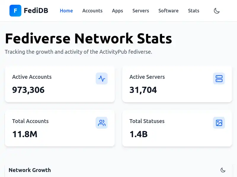 screenshot of FediDB