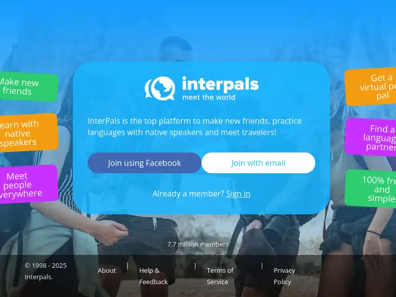screenshot of InterPals