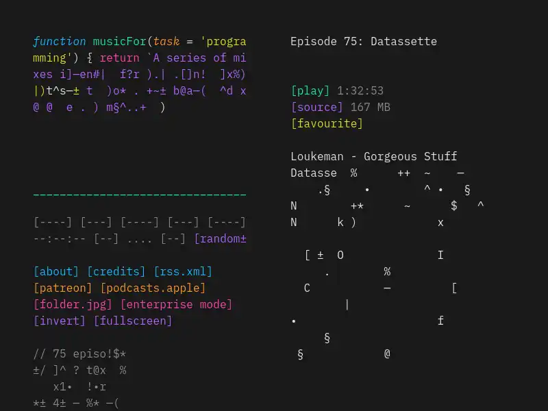 screenshot of musicforprogramming.net