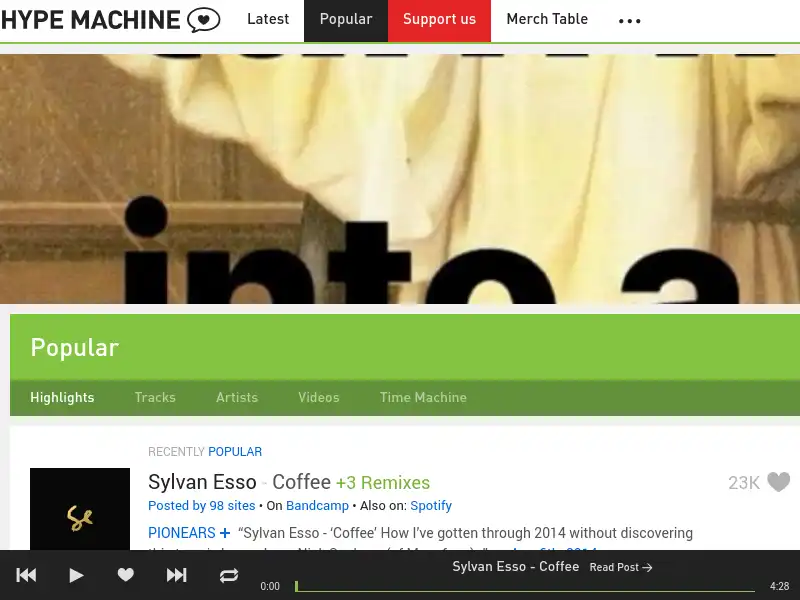 screenshot of hypem.com