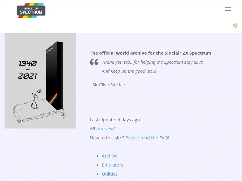 screenshot of World of Spectrum