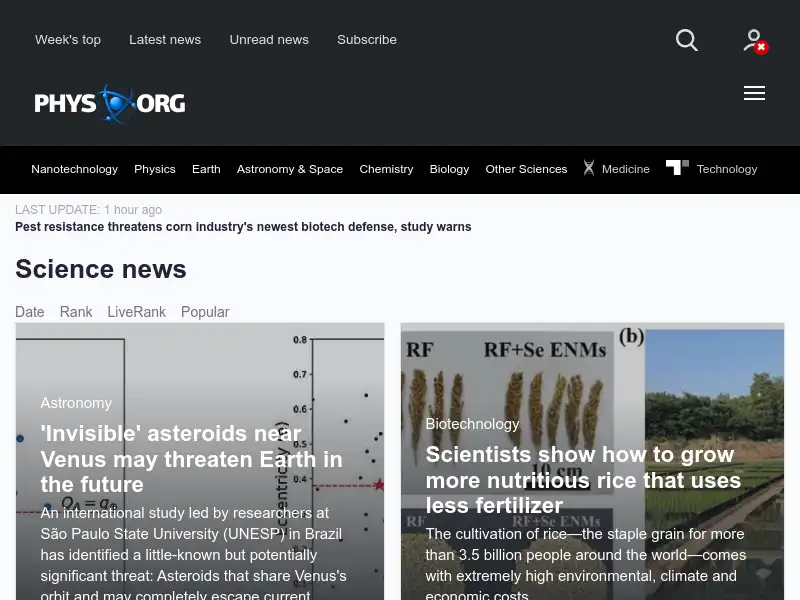 screenshot of phys.org