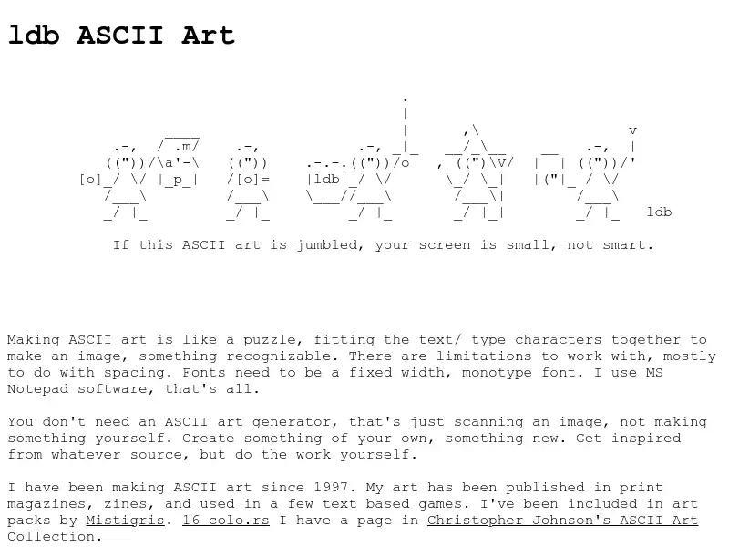 screenshot of ldb ASCII Art