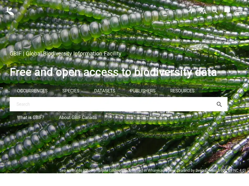 screenshot of Global Biodiversity Information Facility