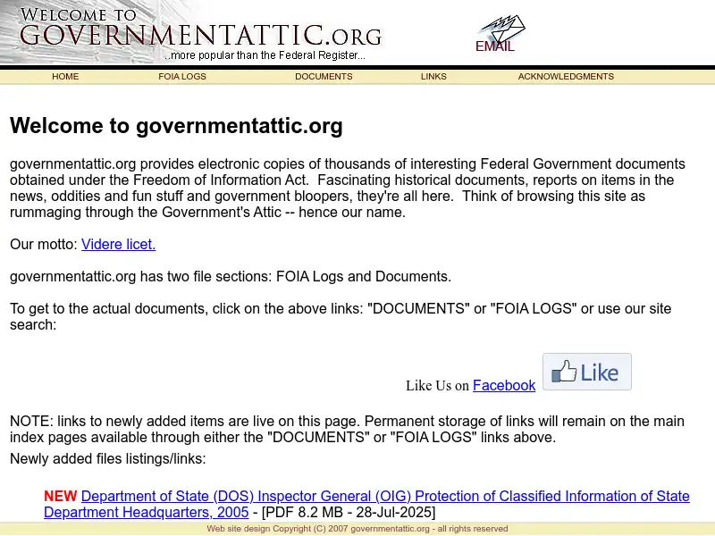 screenshot of Government Attic