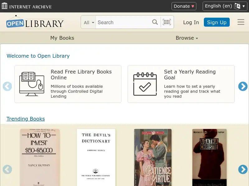 screenshot of Open Library