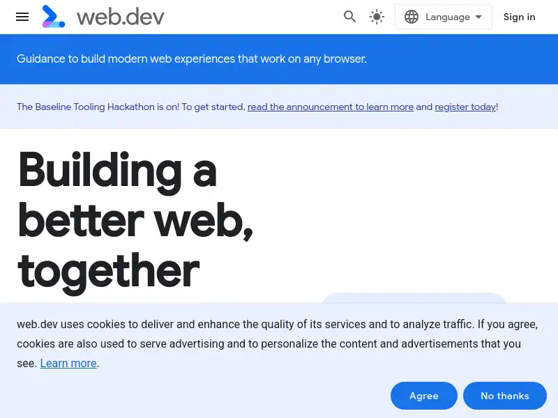 screenshot of web.dev
