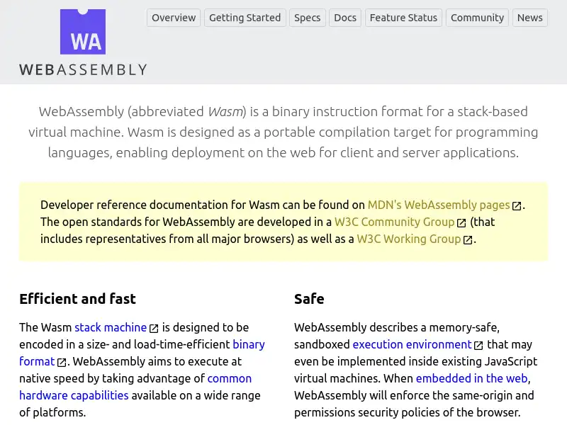 screenshot of WebAssembly