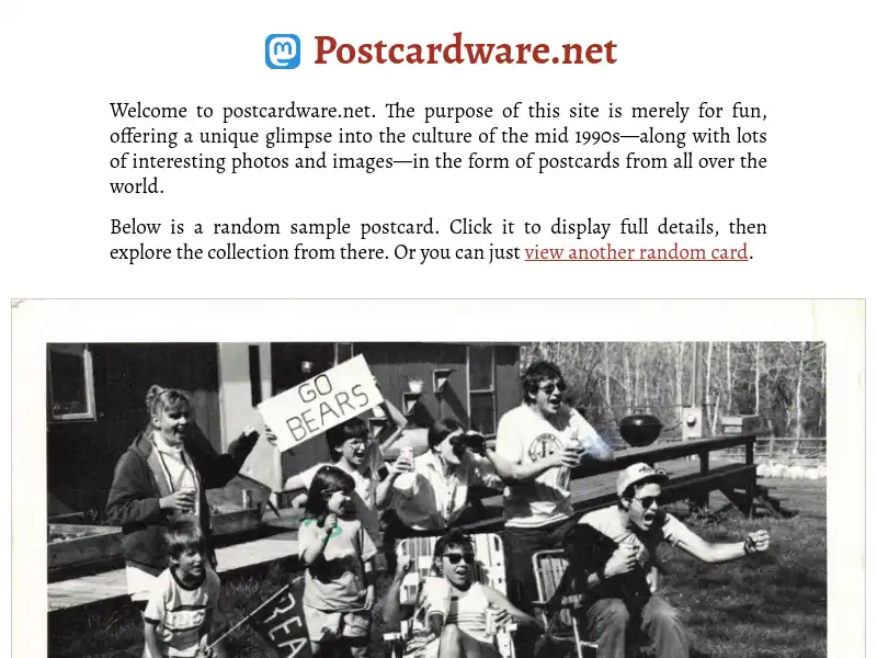screenshot of Postcardware
